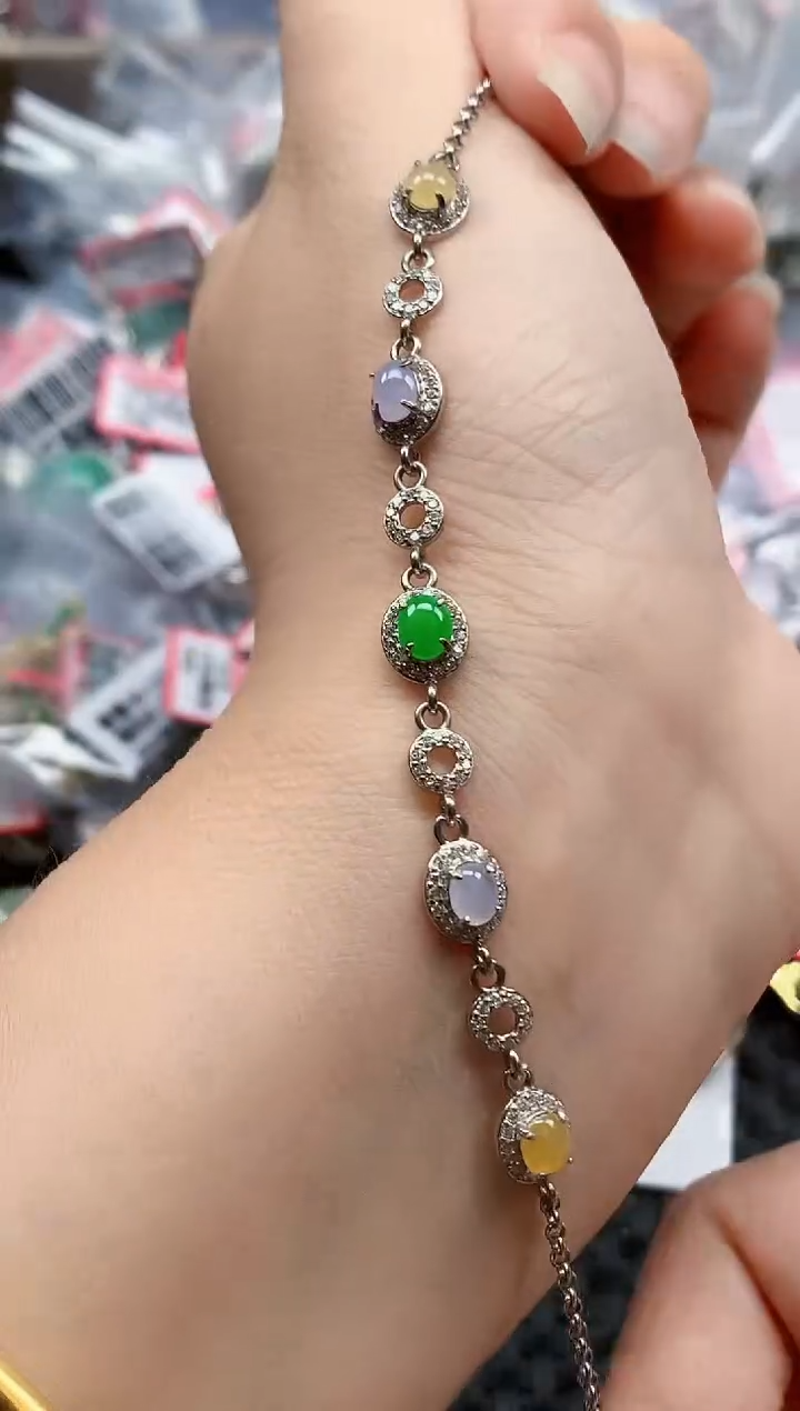 银S925镶嵌戒指翡翠天然A货缅甸翡翠