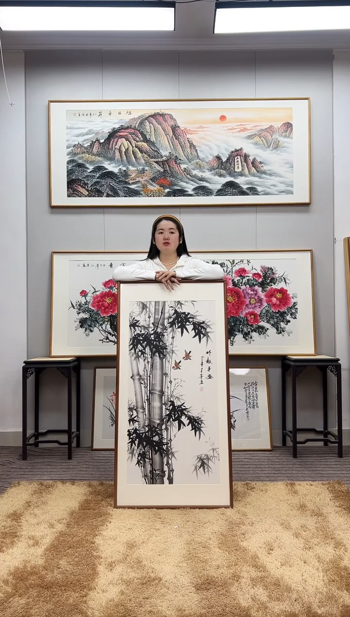 国画手绘墨竹122*62尺寸