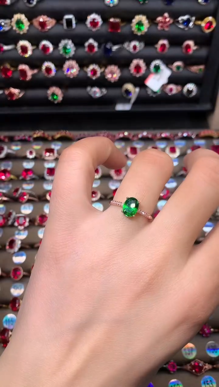 【闪购商品】透辉石戒指银S925镶嵌68