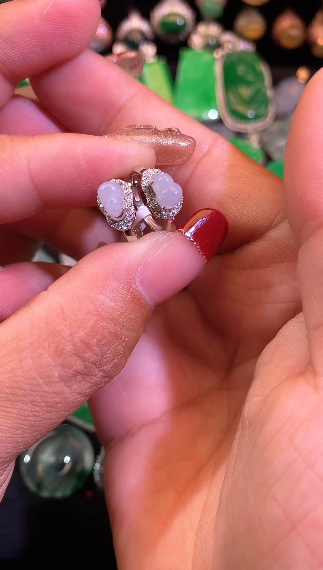 【闪购商品】翡翠耳饰银S925镶嵌缅甸天然翡翠A货