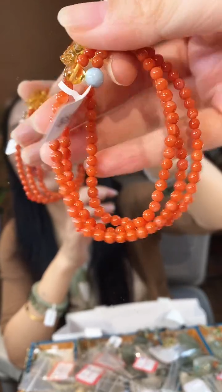 颈饰未镶嵌和田玉南,红,貔,貅多层手串