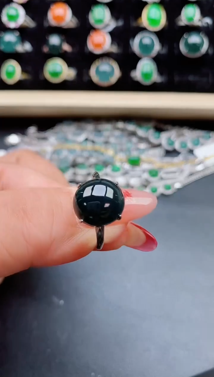 【闪购商品】翡翠戒指银S925镶嵌508005