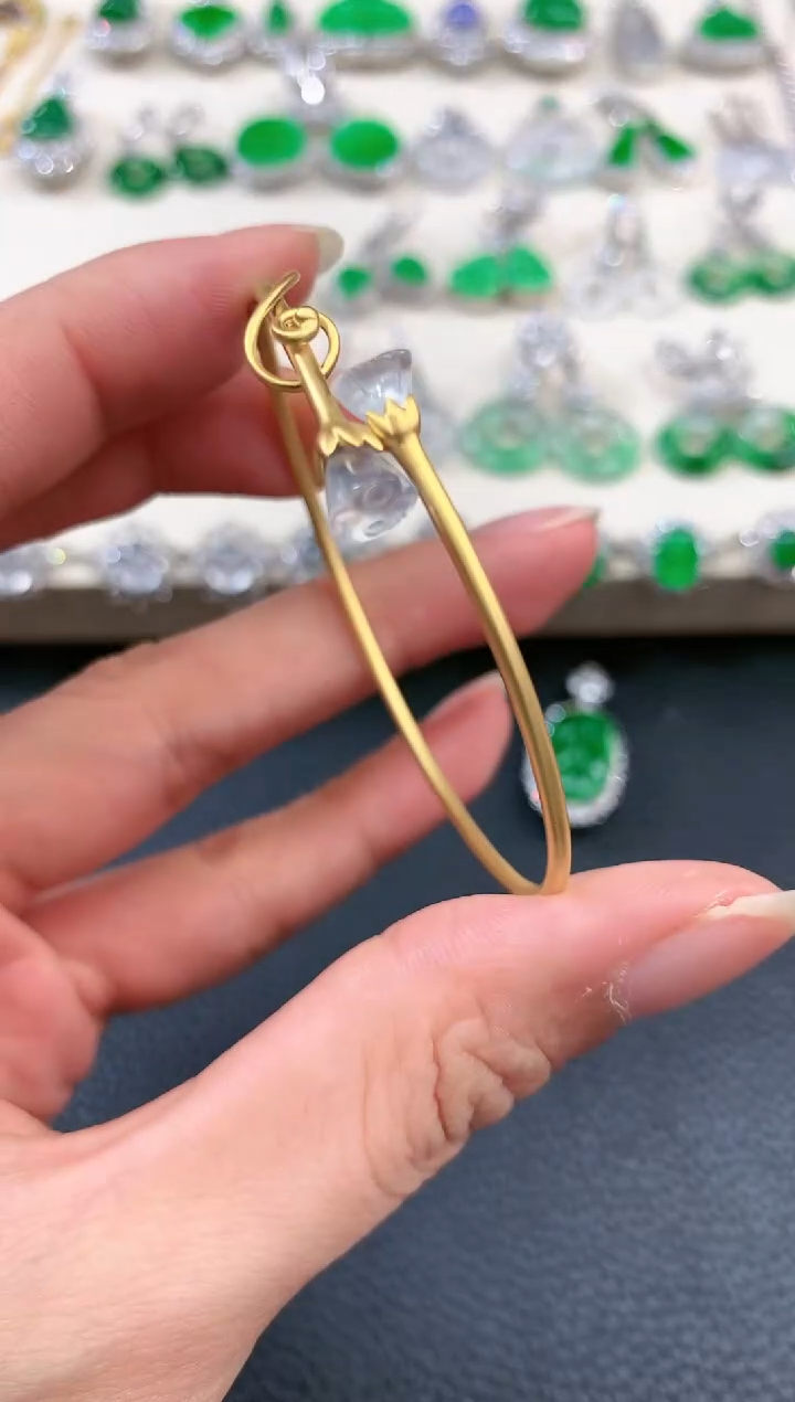 【闪购商品】翡翠手镯18K金镶嵌n7