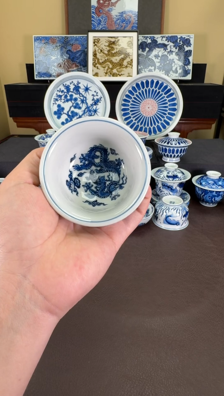 【闪购商品】瓷片羿器窑海水江涯纹压手杯