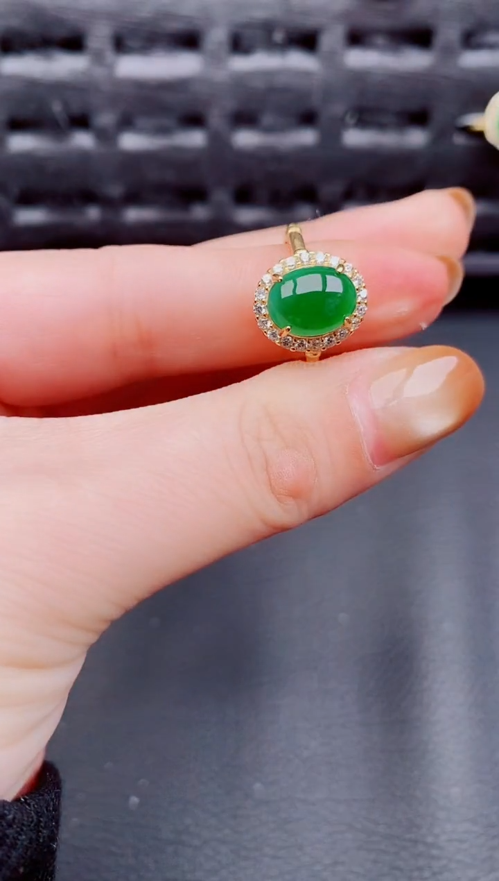 【闪购商品】翡翠戒指银S925镶嵌天然a货翡翠335