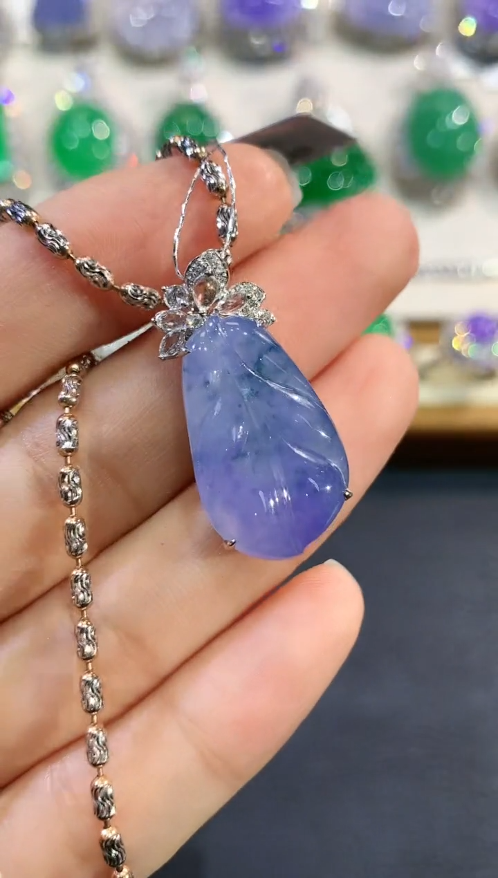 【闪购商品】翡翠吊坠(不含链)18K金镶嵌w32    紫货有色差