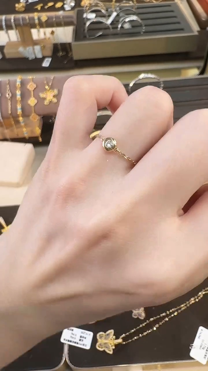 【闪购商品】钻石戒指/指环18K金镶嵌泡泡链条戒指