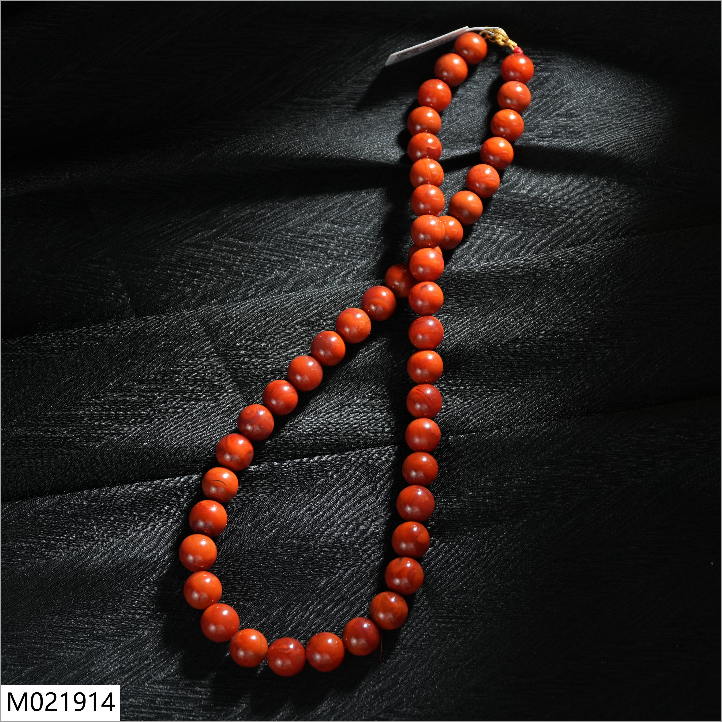 【老掌柜】双色火焰纹/18K/南红项链/10mm  M021914