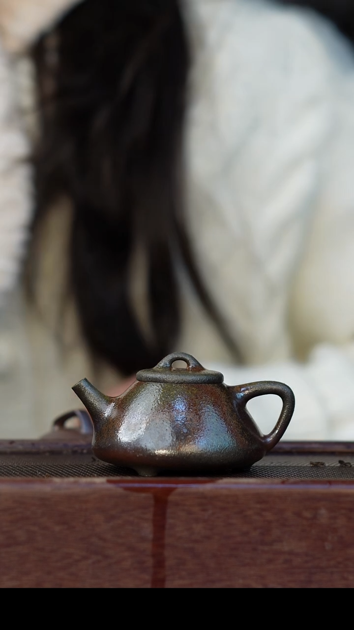 茶壶紫砂柴烧紫砂 天青子冶石瓢100cc