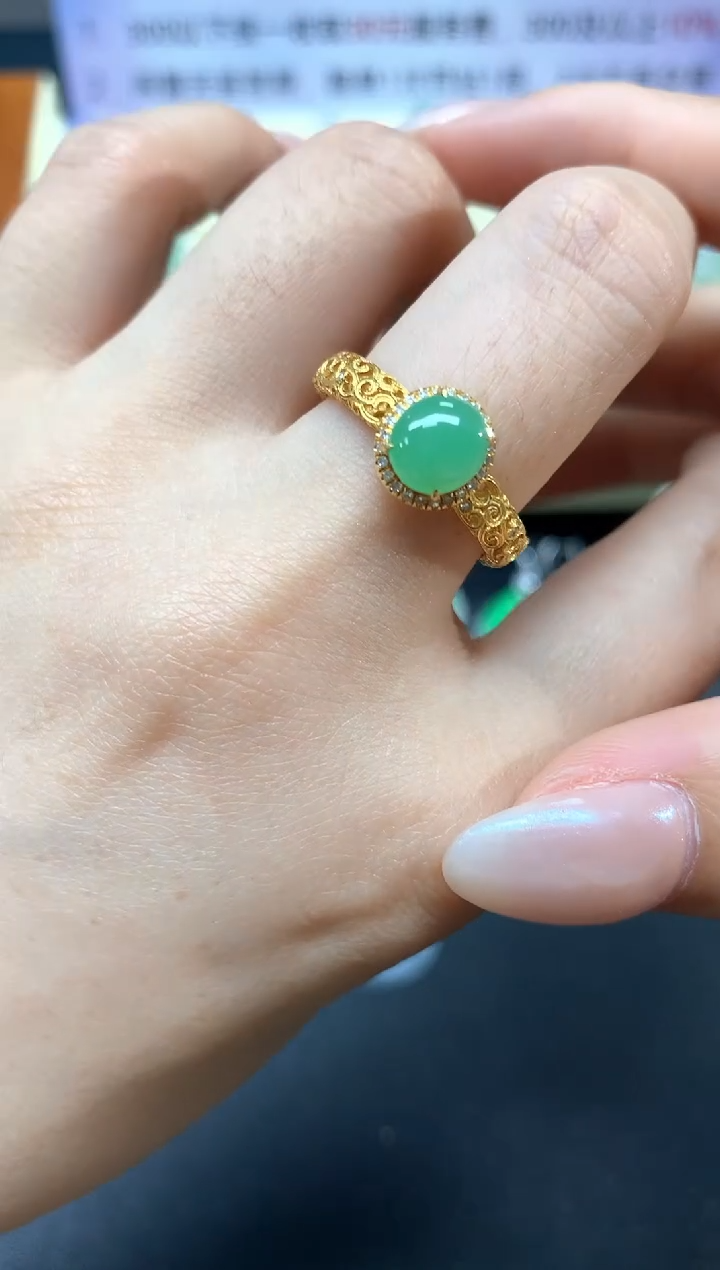 【闪购商品】翡翠戒指18K金镶嵌戒指|2500+250