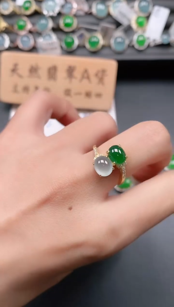 银S925镶嵌戒指翡翠11