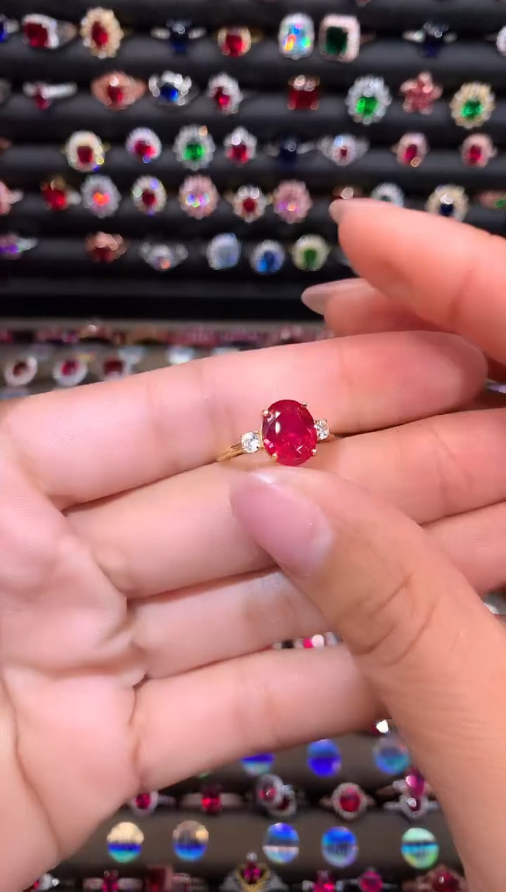 【闪购商品】红宝石戒指银S925镶嵌810金