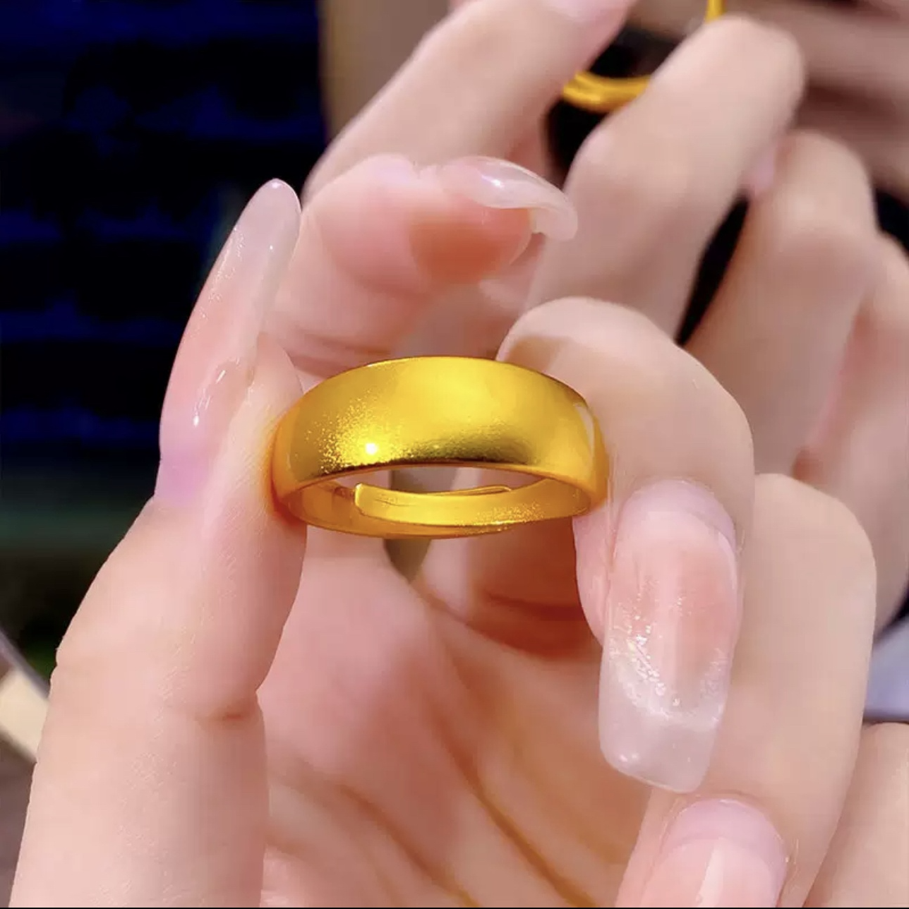 铜合金戒指 新中式宽面素圈泥鳅背戒指情侣百搭对戒婚戒指环