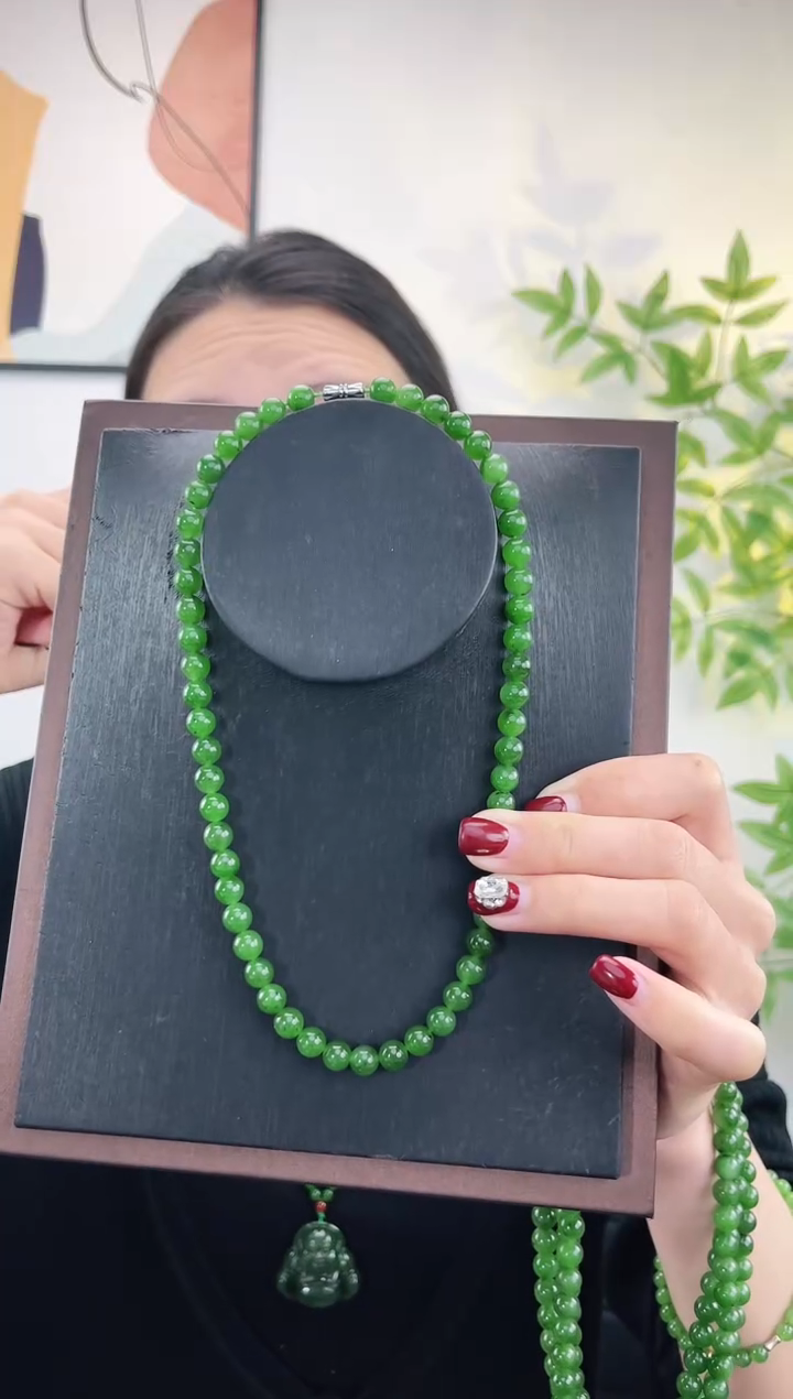 【闪购商品】和田玉（碧玉）项链未镶嵌碧玉妈妈链 8±mm 有黑点