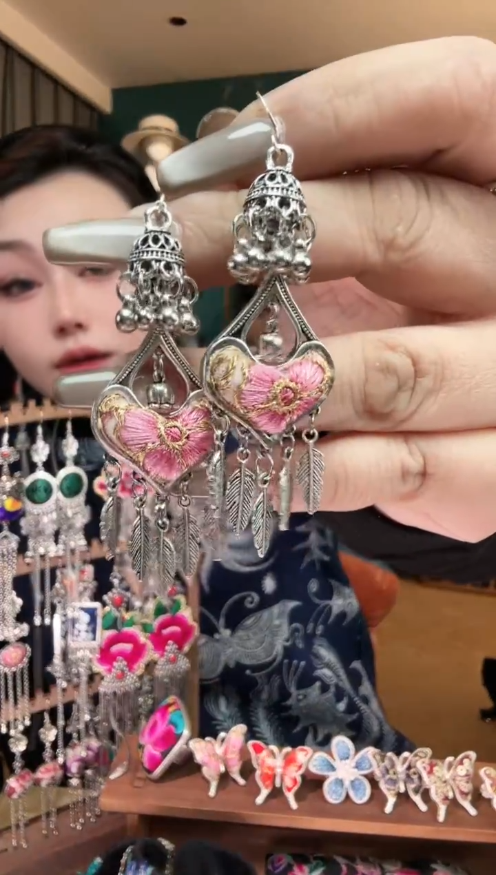 刺绣纯手工民族风刺绣耳环