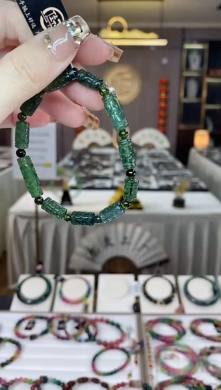 【闪购商品】碧玺桶珠单圈手串未镶嵌一物一证dan