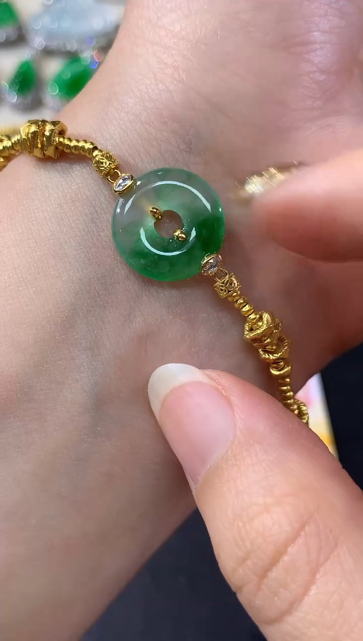 足金镶嵌手链翡翠A309|19800