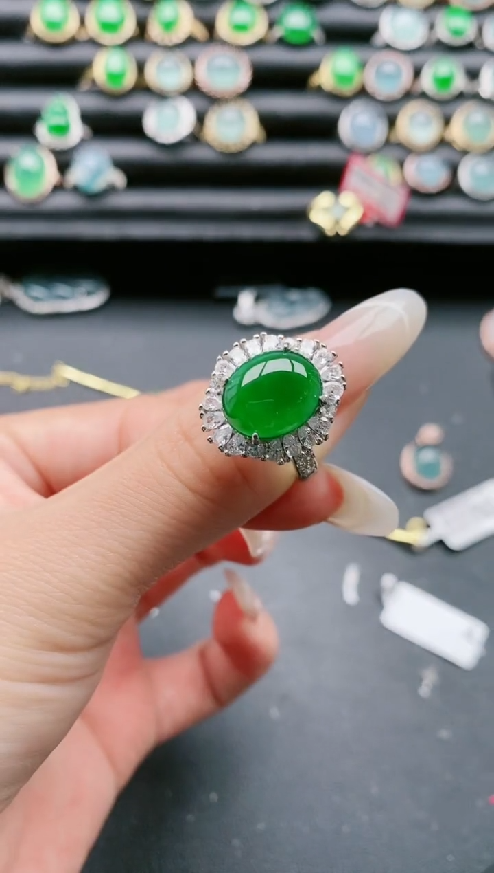 【闪购商品】翡翠戒指银S925镶嵌111111