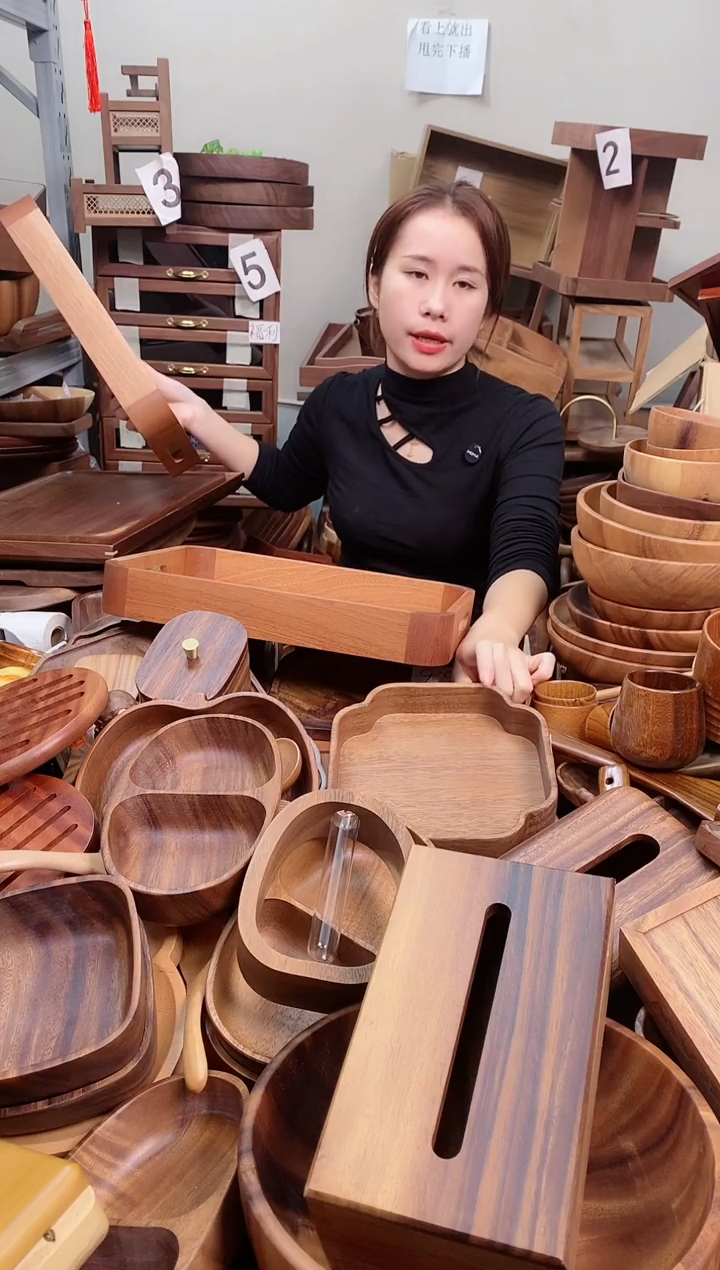 木  乌檀木圆角托盘36*26*5cm  