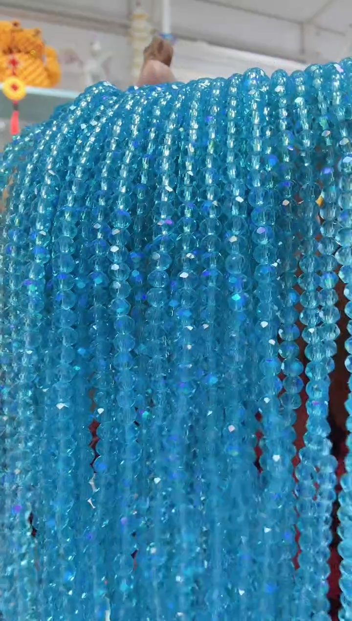 玻璃A52卡4水晶扁10条微光彩湖蓝