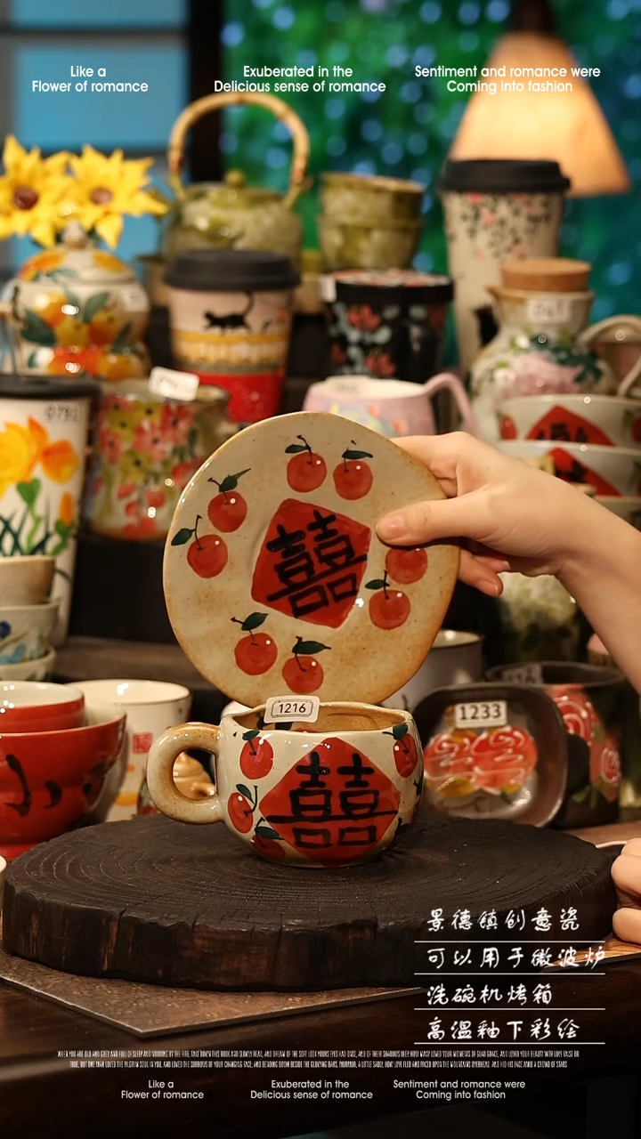 陶瓷景德镇高温釉下彩手工手绘款式@A1216@