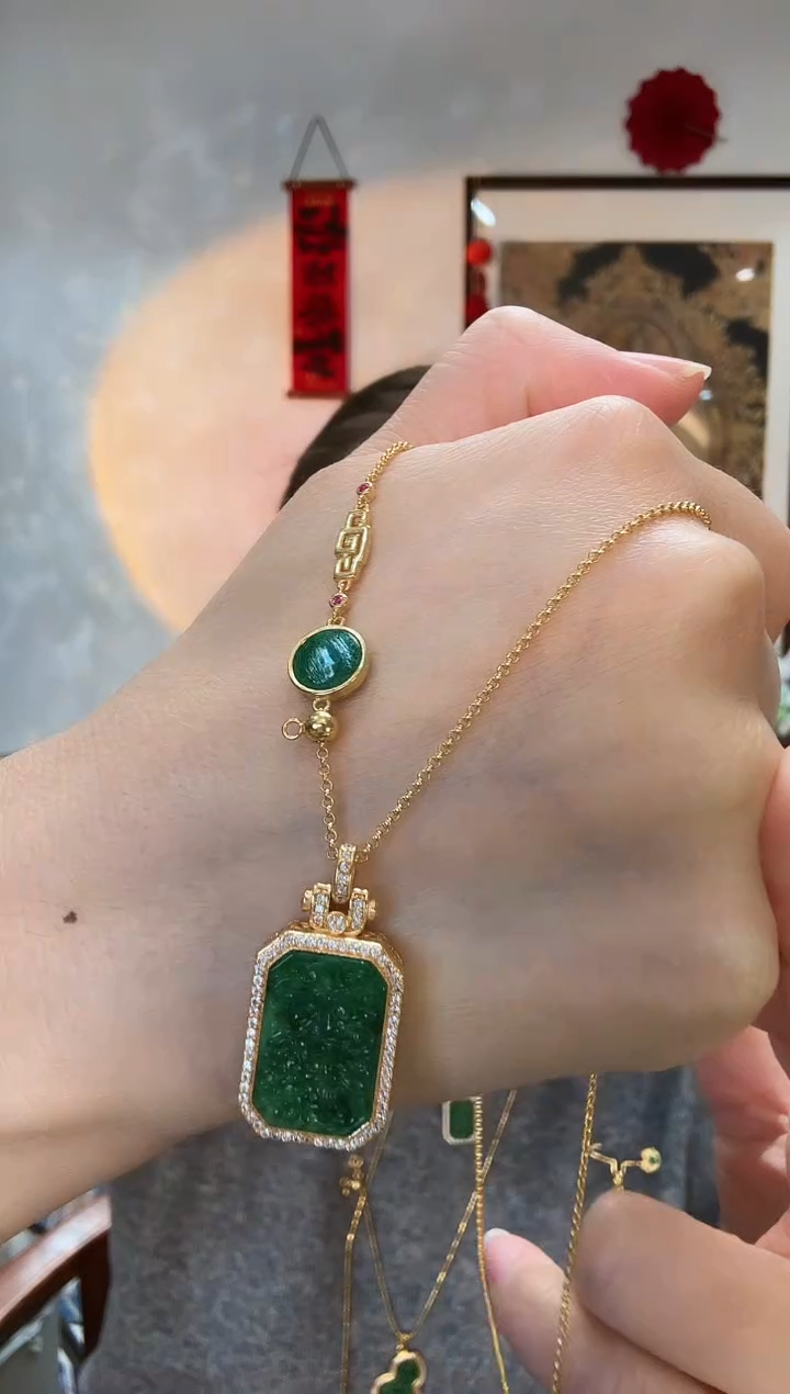 【闪购商品】翡翠颈饰银S925镶嵌吊坠