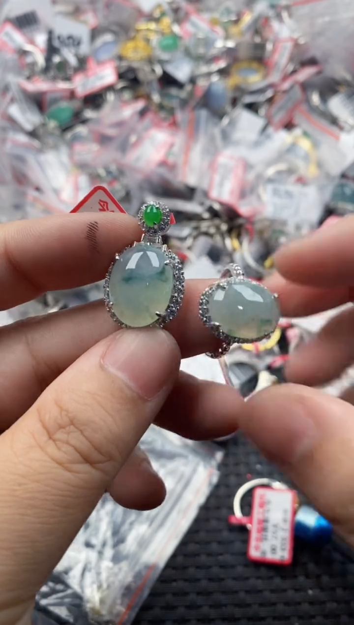 银S925镶嵌戒指翡翠1717   4