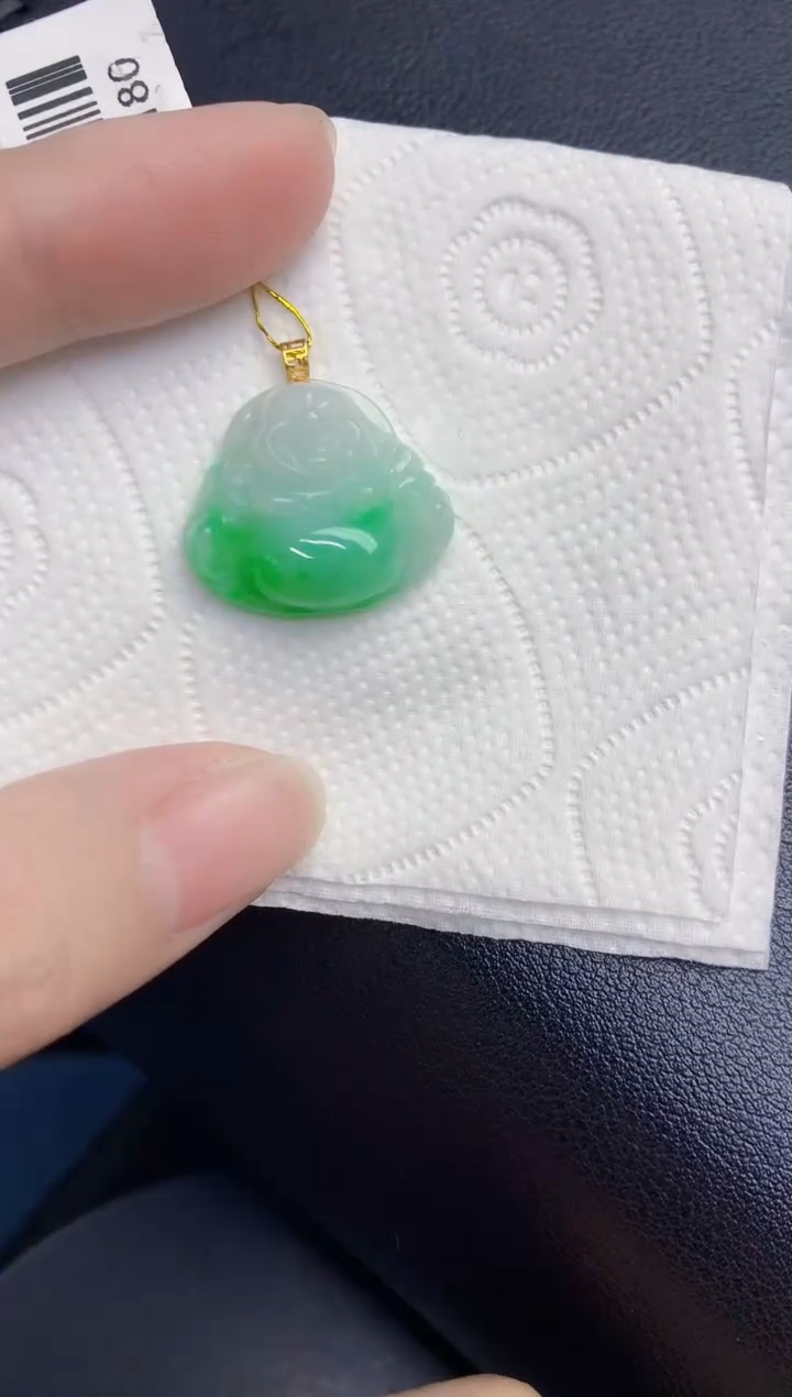 颈饰18K金镶嵌翡翠天然翡翠缅甸A货