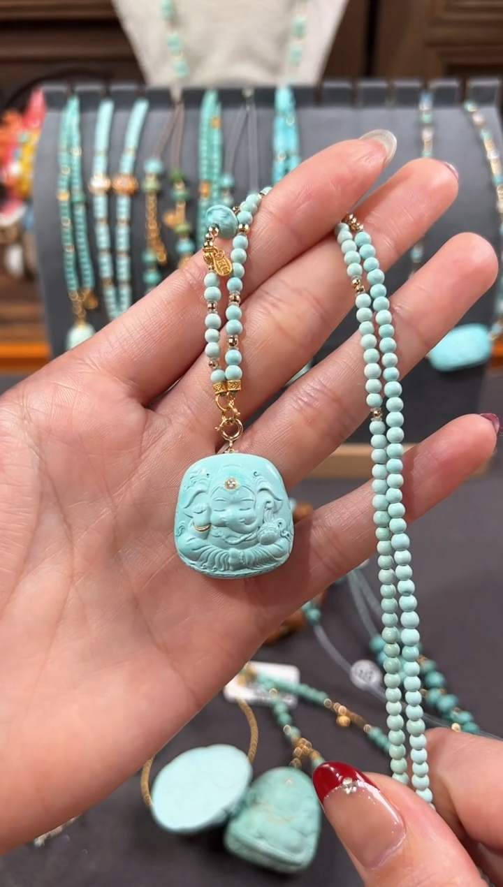 【闪购商品】绿松石颈饰18K金镶嵌绿松石项链