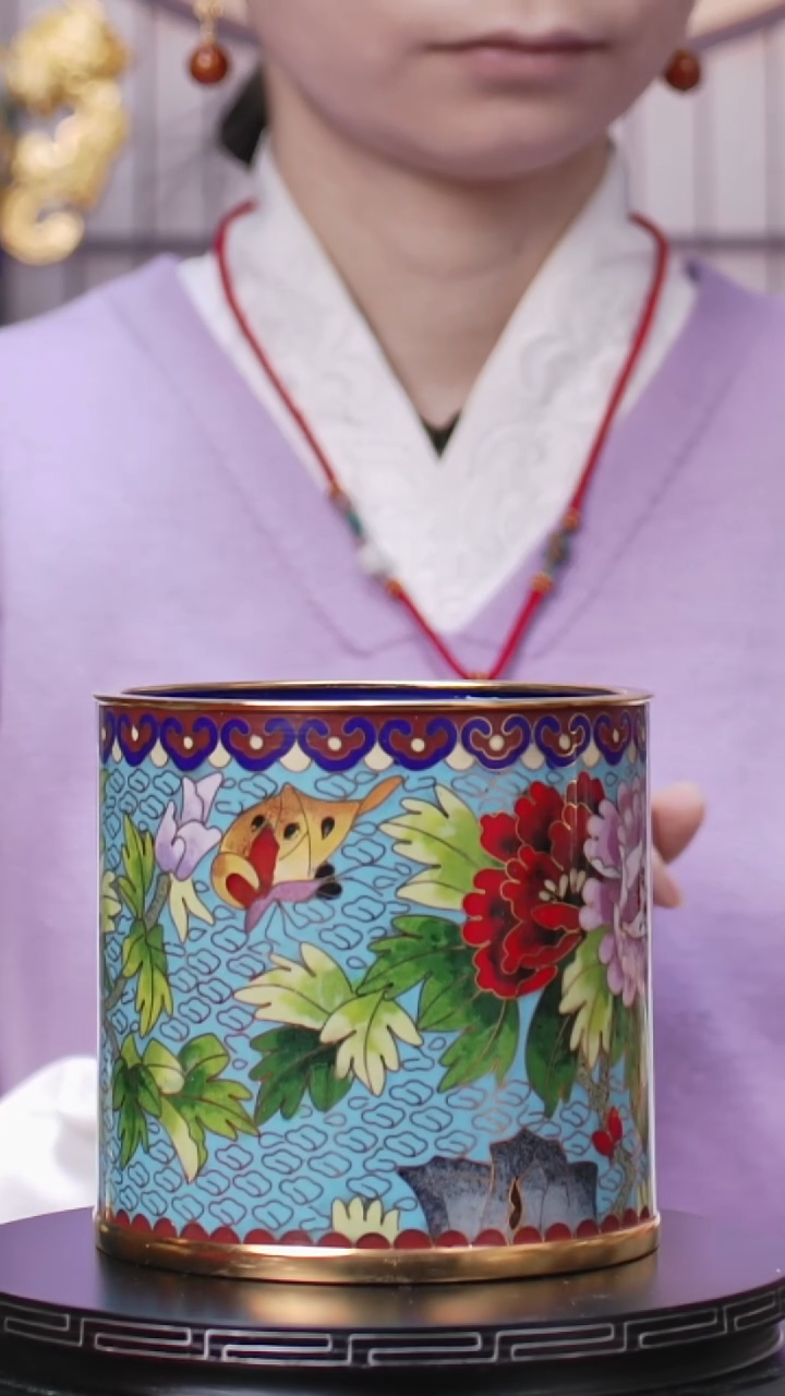 【闪购商品】非遗技艺 景泰蓝笔筒浅蓝