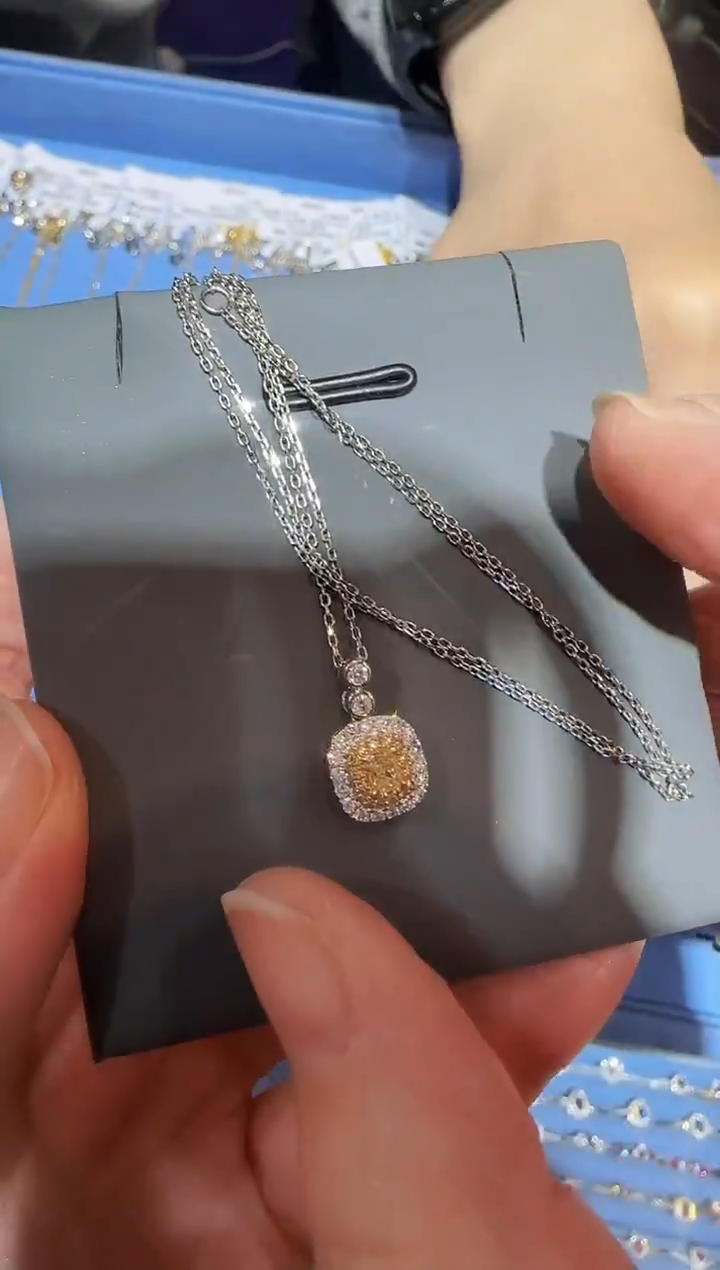 【闪购商品】钻石套链18K金镶嵌精选Y-方糖套链