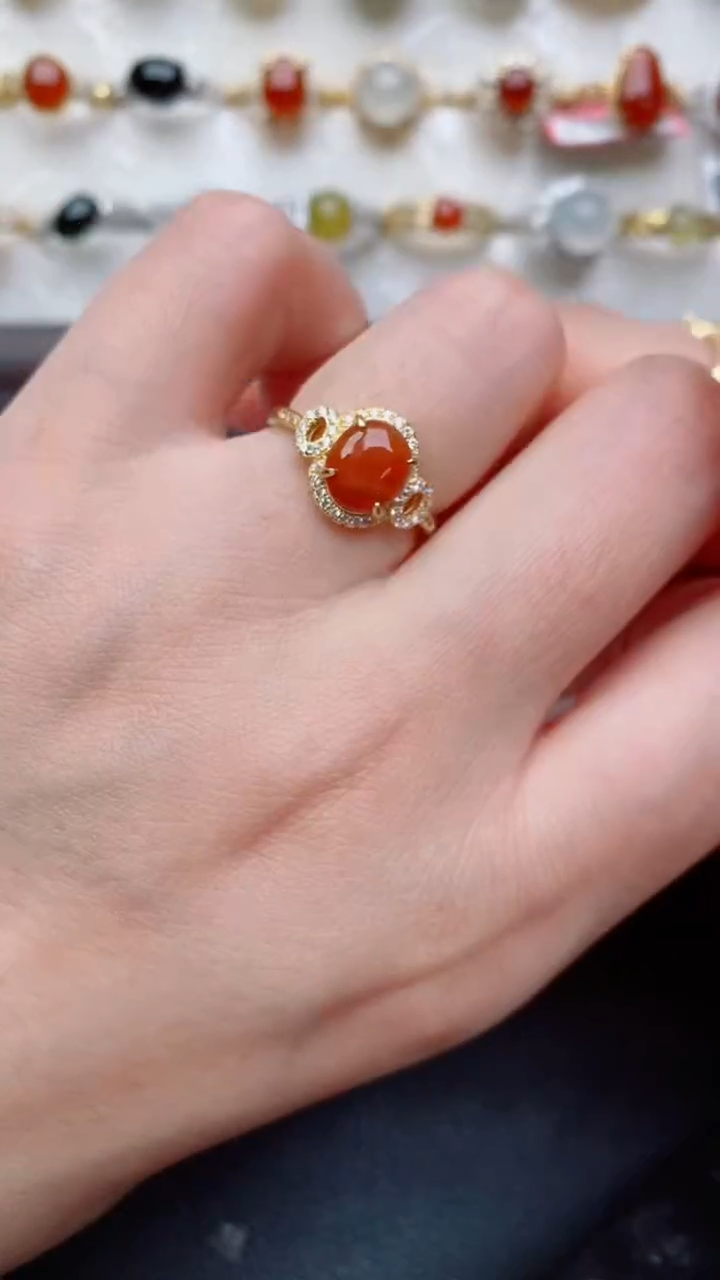 银S925镶嵌戒指翡翠...