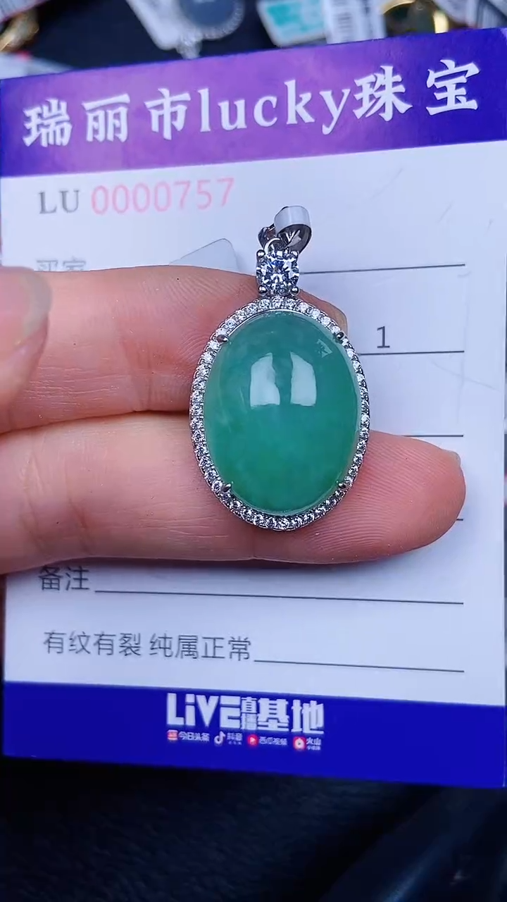 颈饰银S925镶嵌翡翠0757