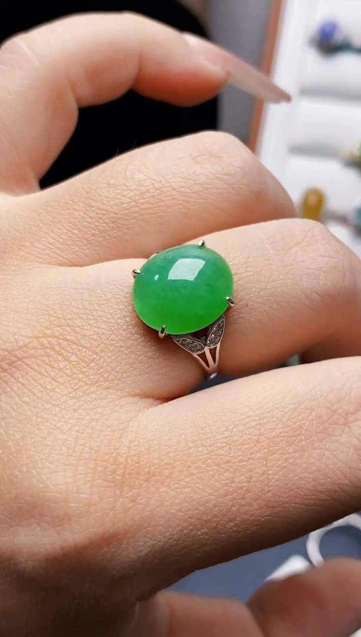 银S925镶嵌戒指翡翠?*念4582