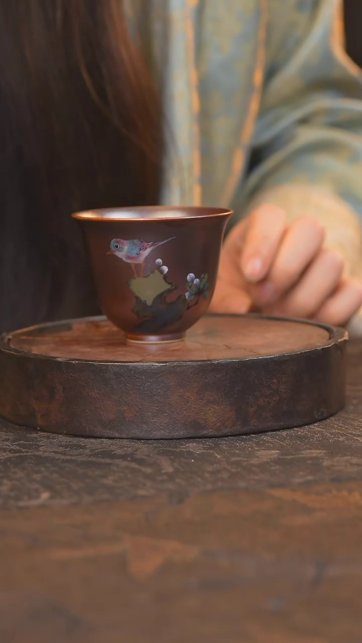 【闪购商品】杯104柴房陶瓷 窑宝花鸟单杯