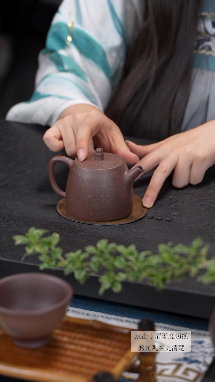 茶壶紫砂紫泥汉铎壶精工半手