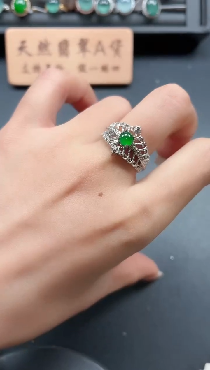 银S925镶嵌戒指翡翠111