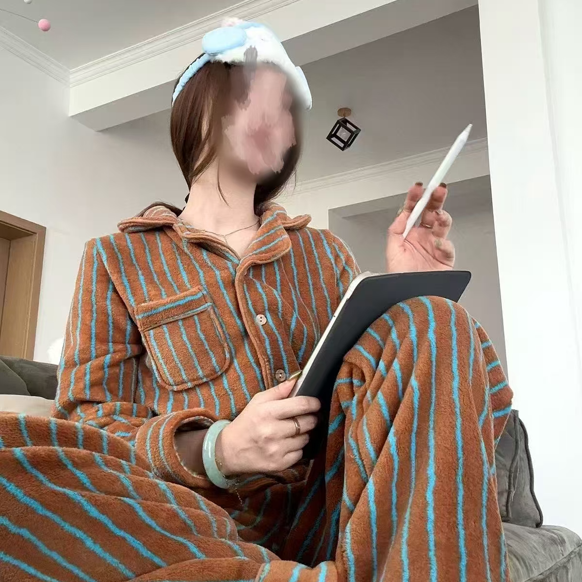 【家纺系列】老钱风家居服套装法兰绒保暖加绒加厚长袖长裤