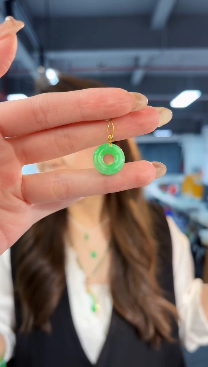 【闪购商品】翡翠颈饰18K金镶嵌缅料A货/支持复检/一件