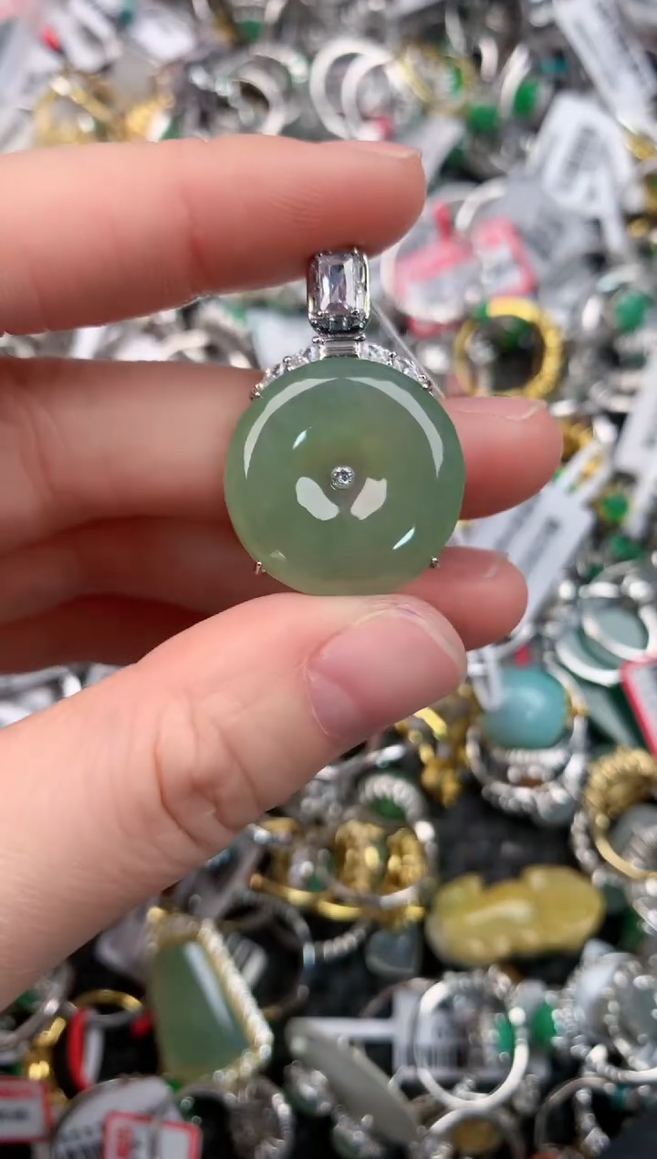 银S925镶嵌戒指翡翠333--2