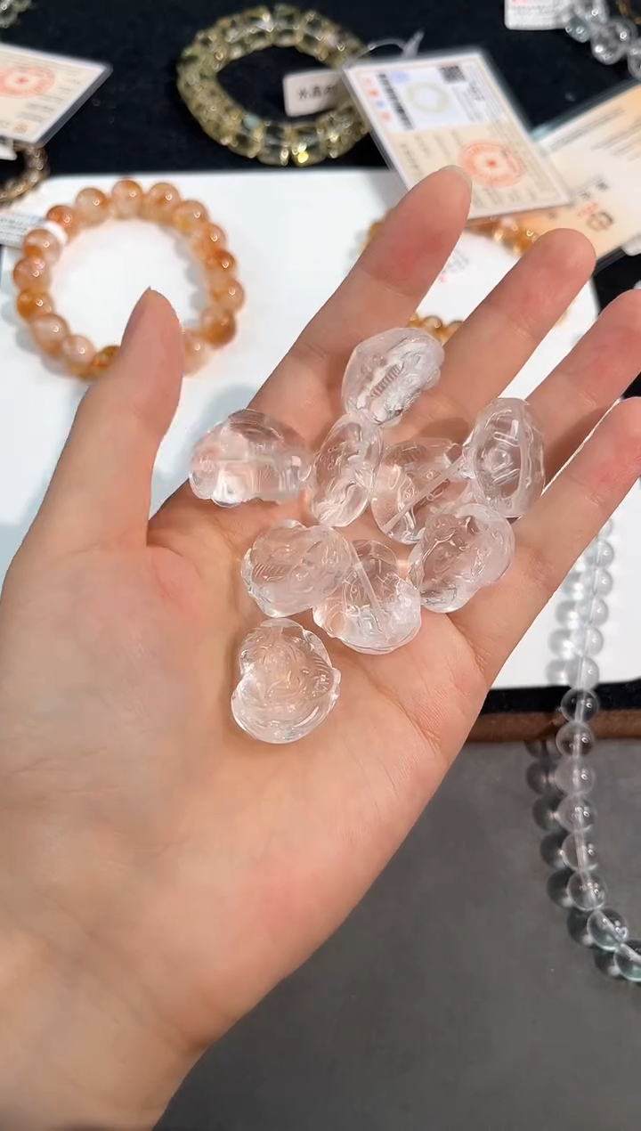水晶手链未镶嵌26号白水晶爱心狐单颗配件
