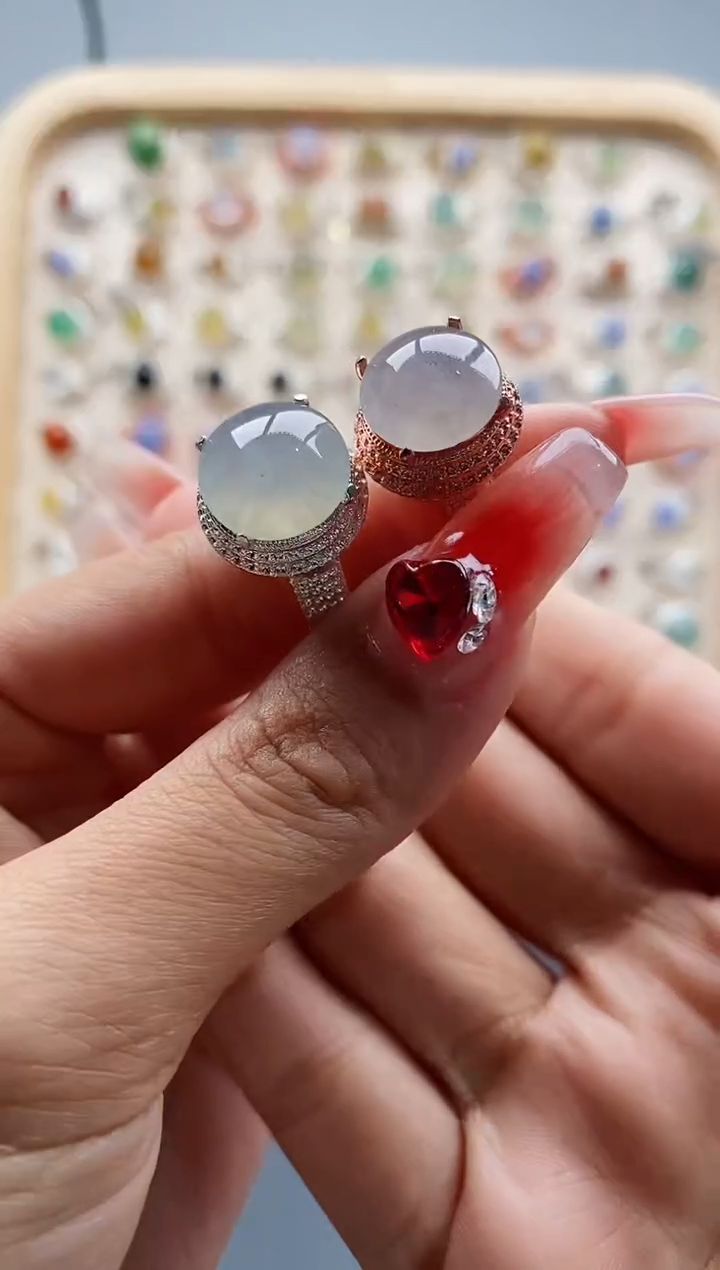 【闪购商品】翡翠戒指未镶嵌缅甸天然A货翡翠555 10+6