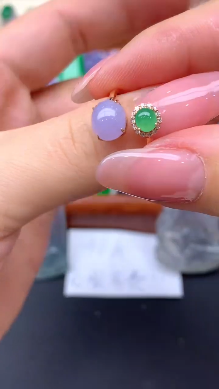 【闪购商品】翡翠戒指18K金镶嵌222-天然翡翠