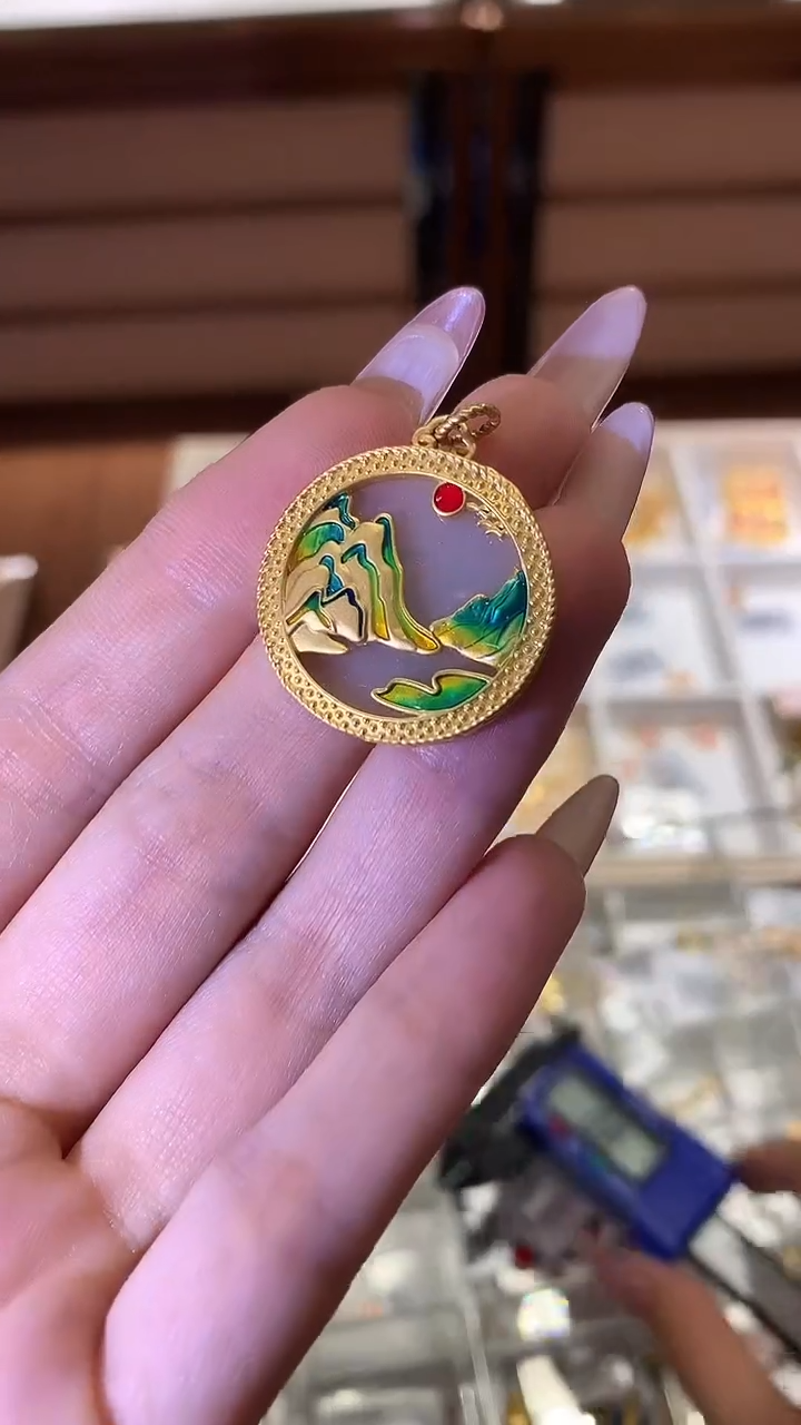 【闪购商品】18K金吊坠(不含链)山水牌