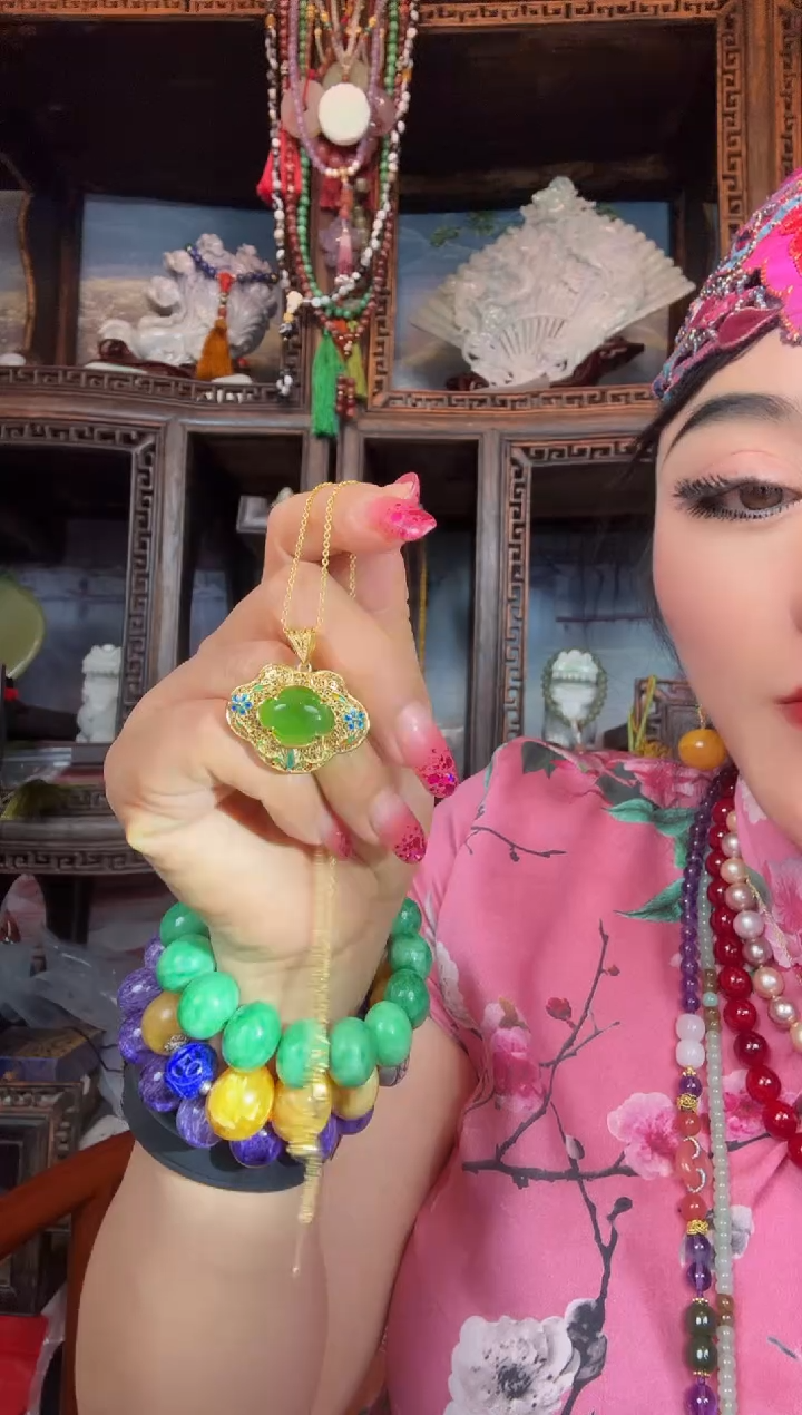 【闪购商品】和田玉（碧玉）吊坠(赠链)银S925镶嵌和田玉碧玉如意吊坠