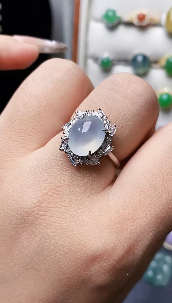 银S925镶嵌戒指翡翠0106