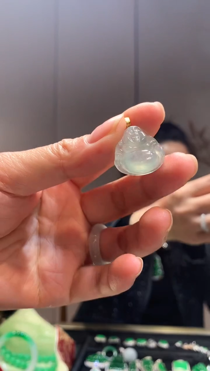 【闪购商品】翡翠吊坠(不含链)18K金镶嵌佛公 