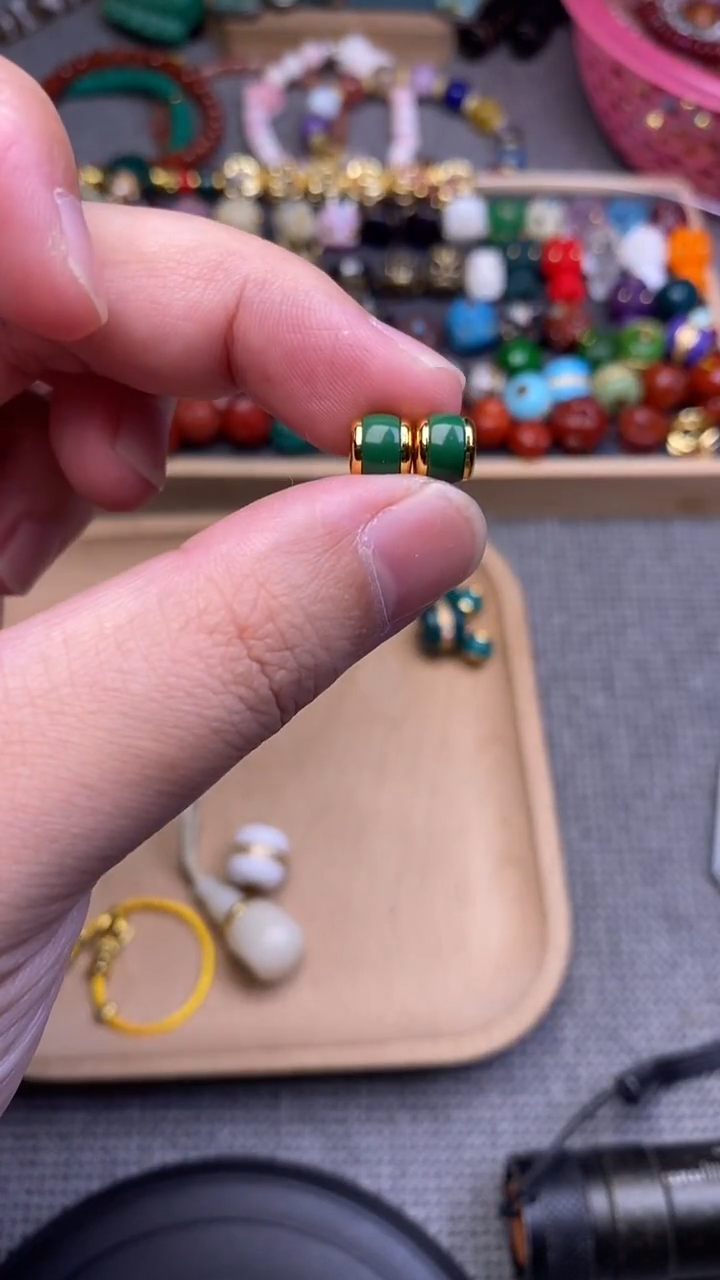 手工艺品琉璃精工镶嵌汉堡卡6+mm 一对发