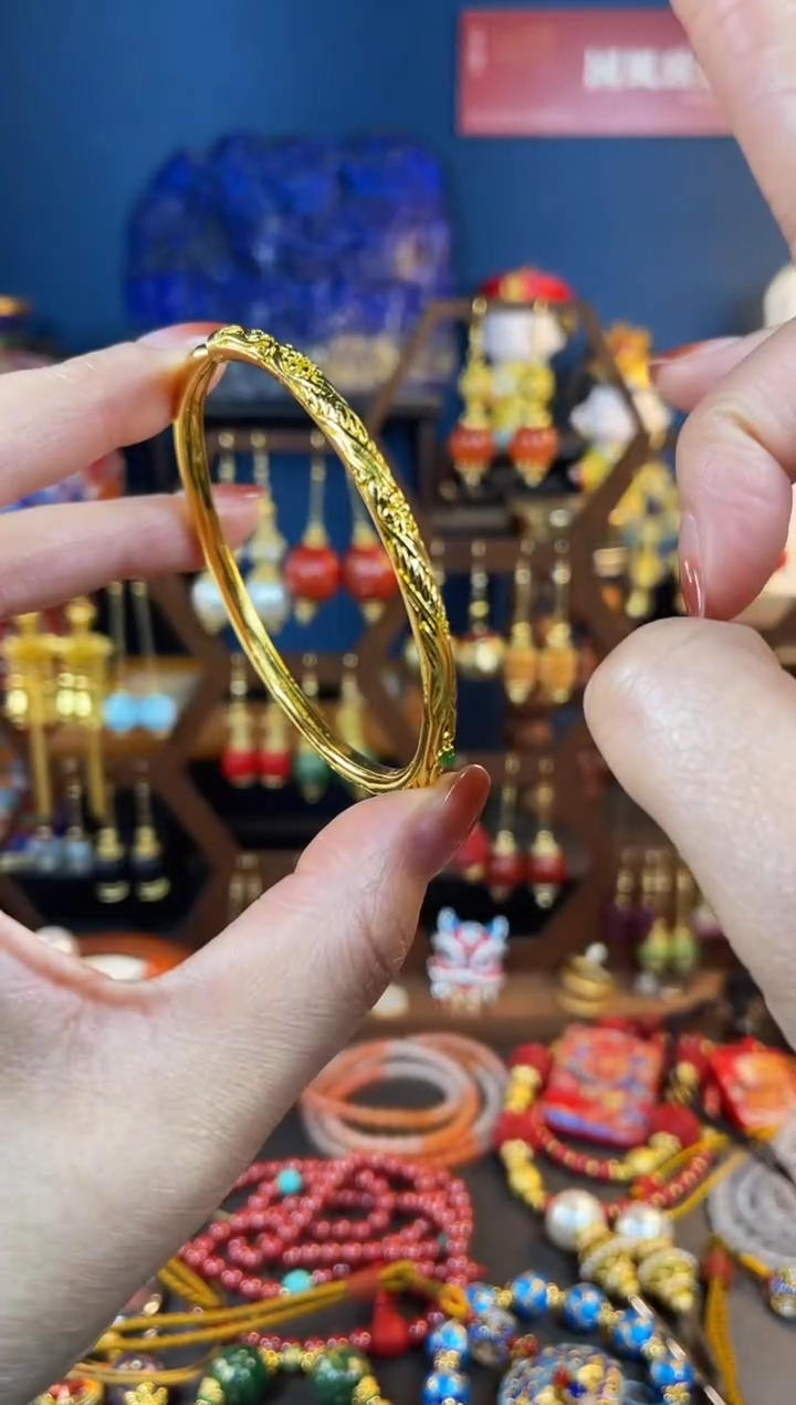 【闪购商品】413号珐琅景泰蓝仿錾刻开口手镯