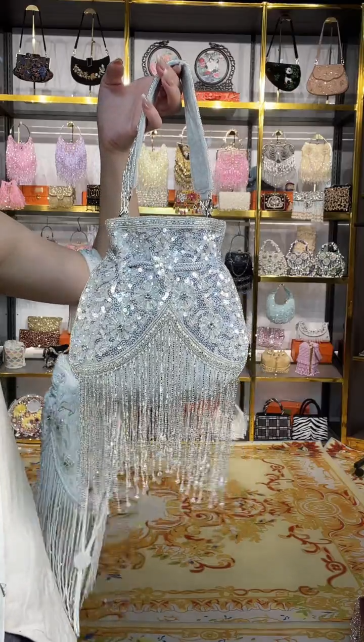 织物珠韵恒泽重工串珠手提包直播间女神专拍